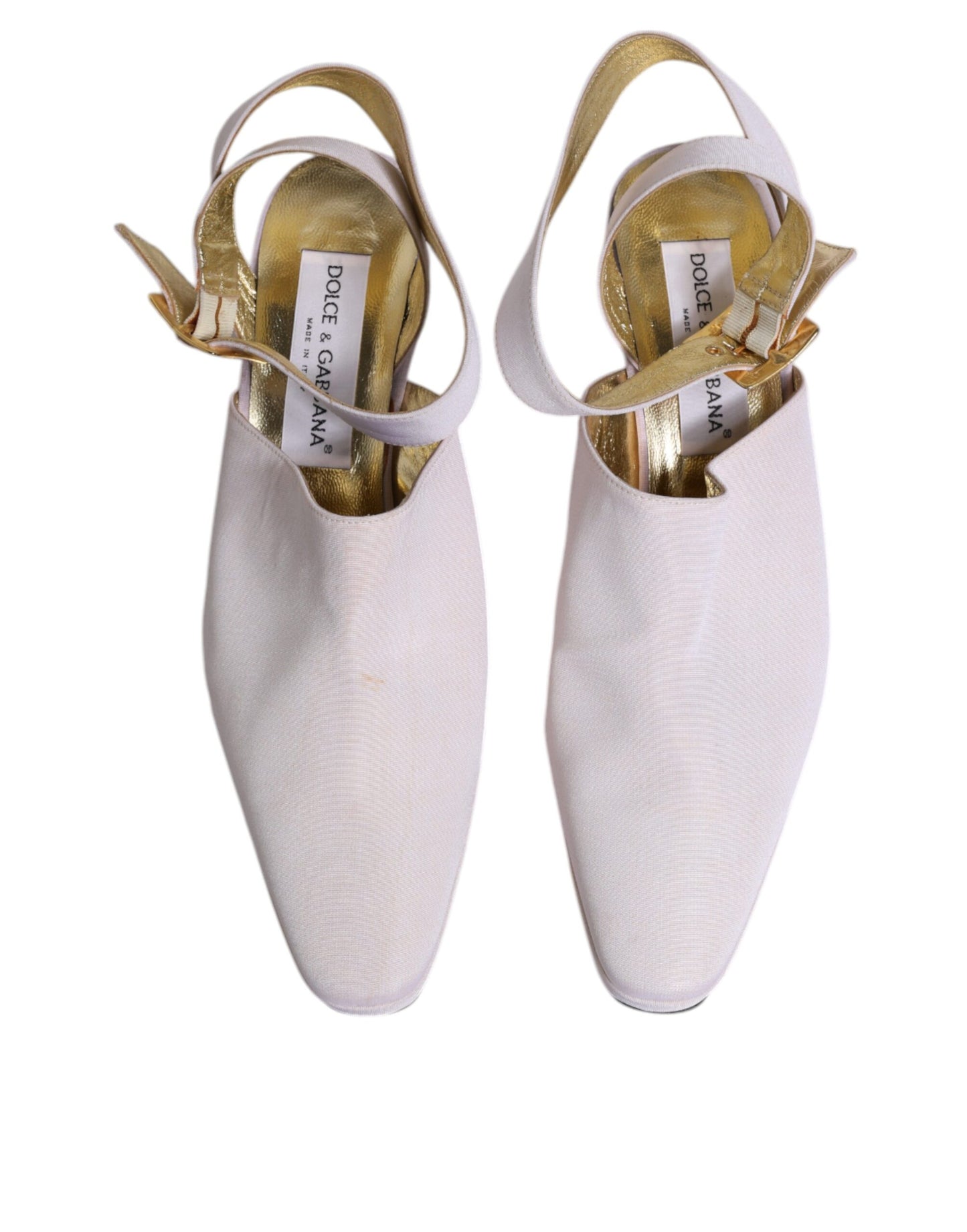 Dolce &amp; Gabbana – Slingback-Sandalen mit Blockabsatz in Off-White