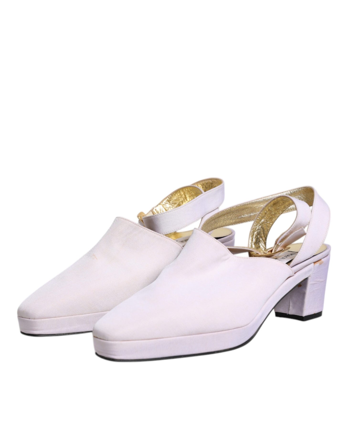 Dolce &amp; Gabbana – Slingback-Sandalen mit Blockabsatz in Off-White