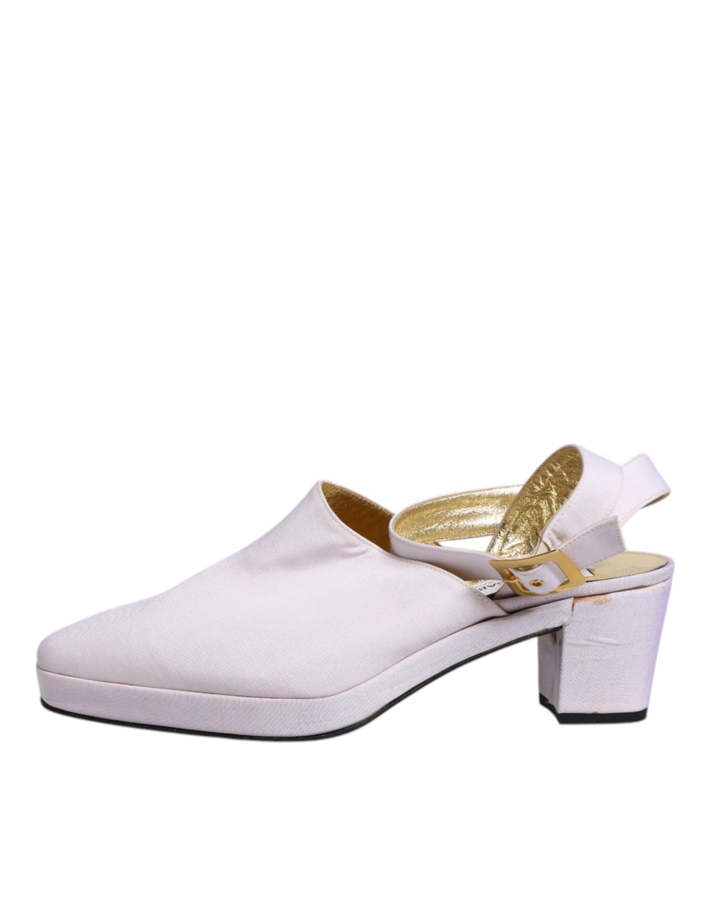 Dolce &amp; Gabbana – Slingback-Sandalen mit Blockabsatz in Off-White