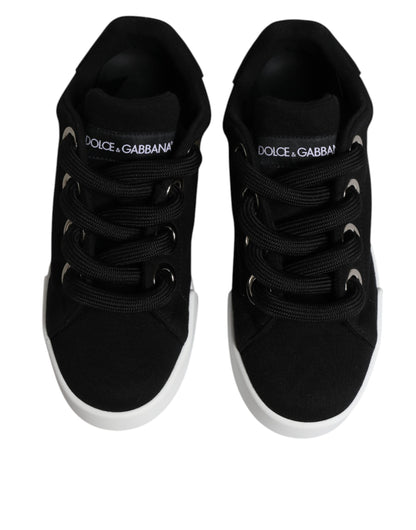 Dolce &amp; Gabbana – Schwarze Portofino-Sneaker mit niedrigem Schaft