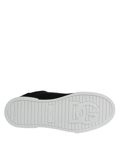Dolce &amp; Gabbana – Schwarze Portofino-Sneaker mit niedrigem Schaft
