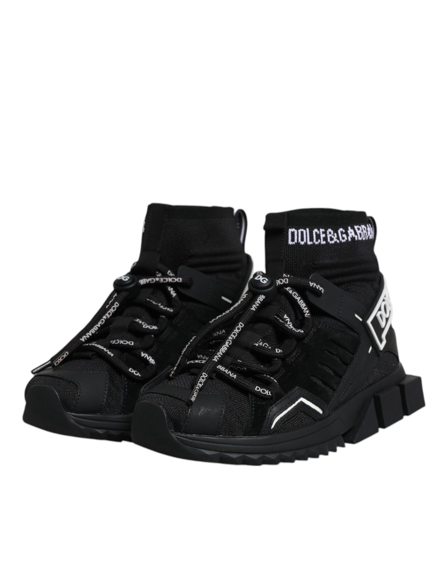 Dolce &amp; Gabbana Schwarze Sorrento Socken Logo Sneakers Schuhe