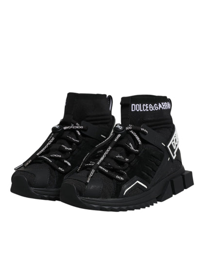 Dolce &amp; Gabbana Schwarze Sorrento Socken Logo Sneakers Schuhe