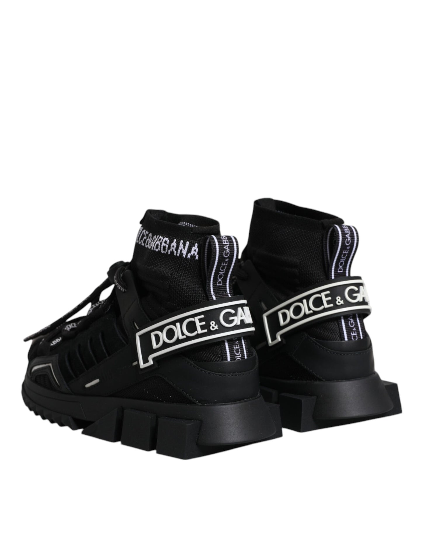 Dolce &amp; Gabbana Schwarze Sorrento Socken Logo Sneakers Schuhe