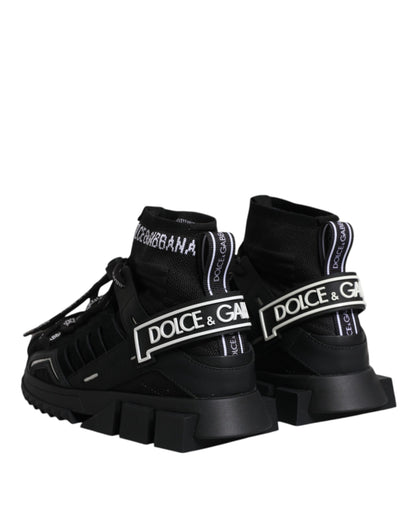 Dolce &amp; Gabbana Schwarze Sorrento Socken Logo Sneakers Schuhe