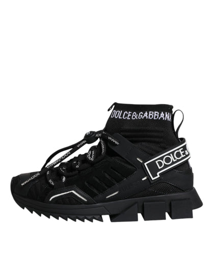 Dolce &amp; Gabbana Schwarze Sorrento Socken Logo Sneakers Schuhe