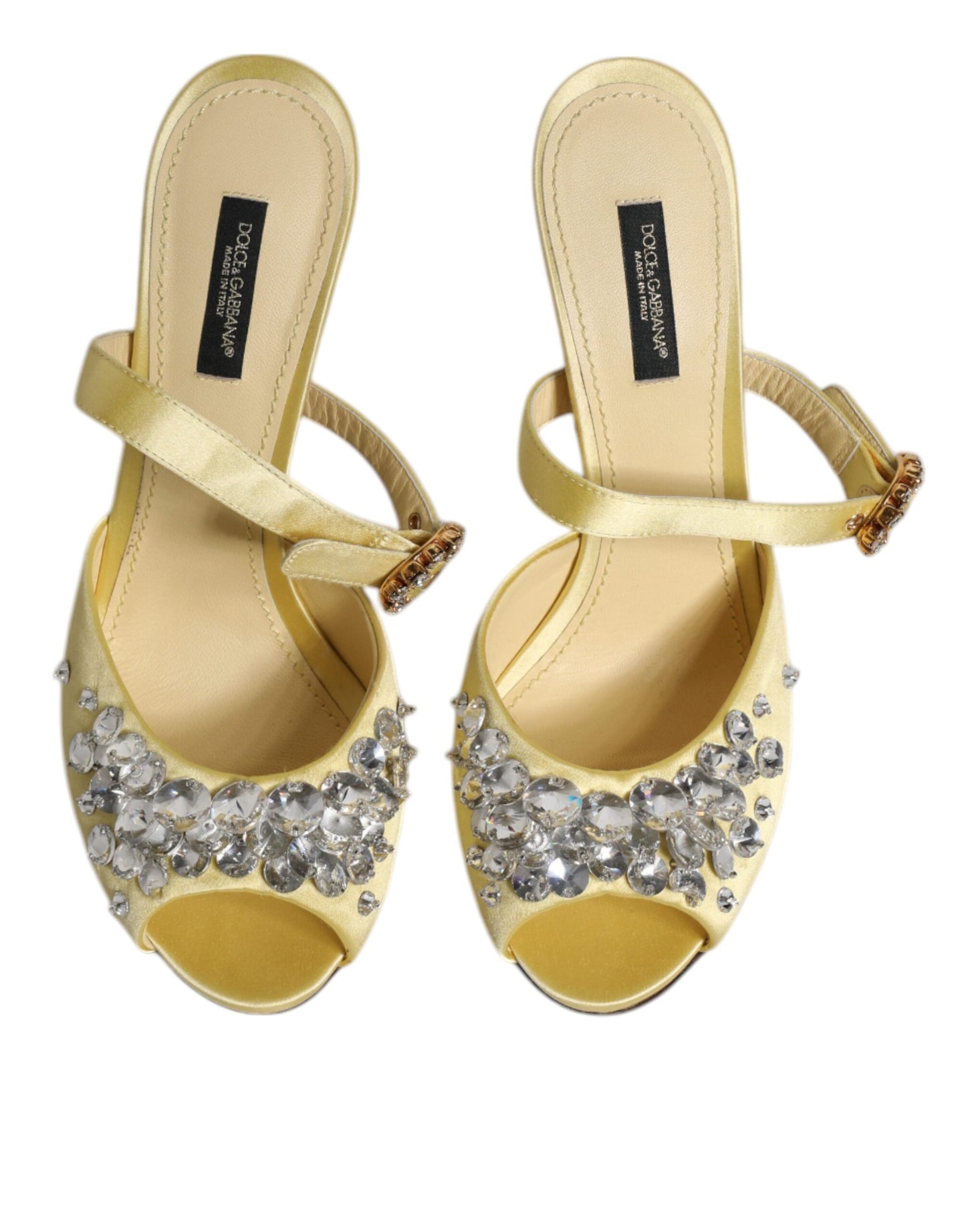 Dolce &amp; Gabbana Gelbe Kristall-Slides KEIRA Sandalen Schuhe