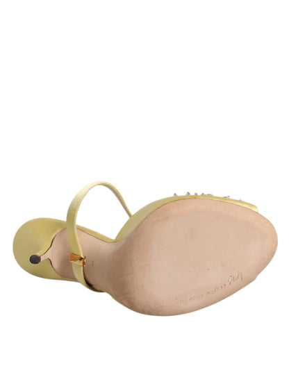 Dolce &amp; Gabbana Gelbe Kristall-Slides KEIRA Sandalen Schuhe
