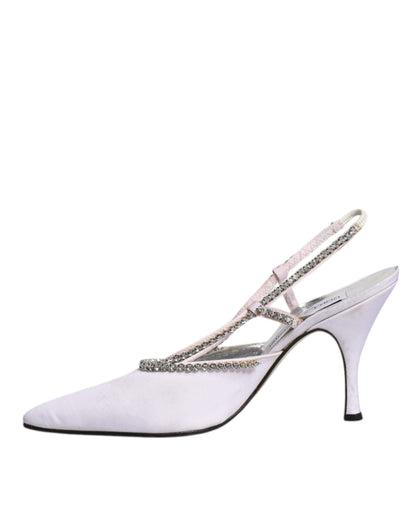 Dolce &amp; Gabbana Weiße Slingbacks mit Strass-Kristallen