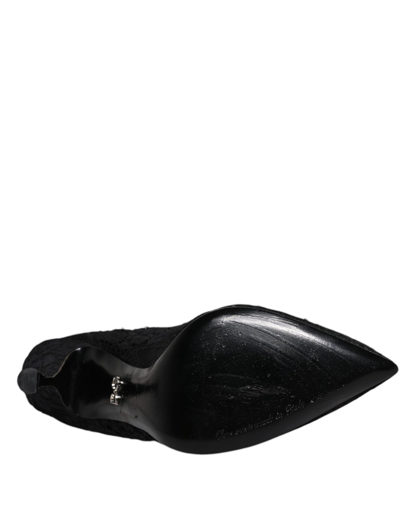 Dolce &amp; Gabbana – Mary-Jane-Pumps mit schwarzer Spitze und Kristallen