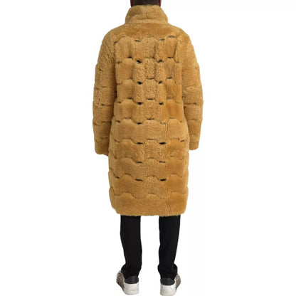 Bottega Veneta Gelbe Wolljacke mit langem Teddyfell