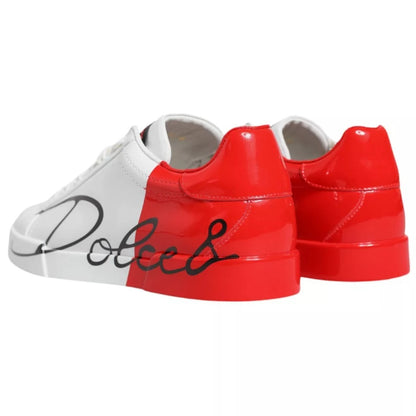 Dolce &amp; Gabbana Weiß Rot Portofino Low Top Sneakers Schuhe