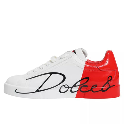 Dolce &amp; Gabbana Weiß Rot Portofino Low Top Sneakers Schuhe