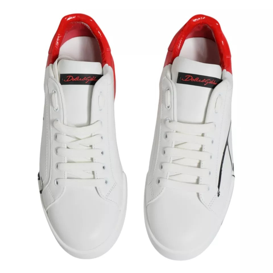 Dolce &amp; Gabbana Weiß Rot Portofino Low Top Sneakers Schuhe