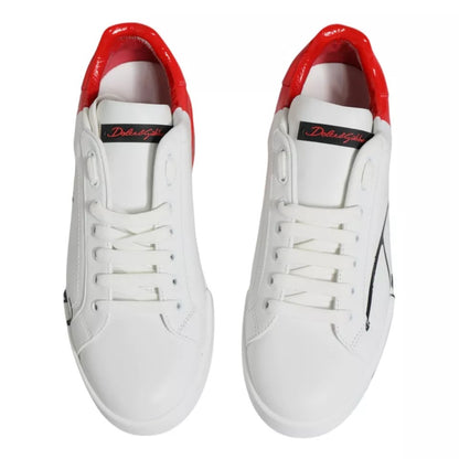 Dolce &amp; Gabbana Weiß Rot Portofino Low Top Sneakers Schuhe