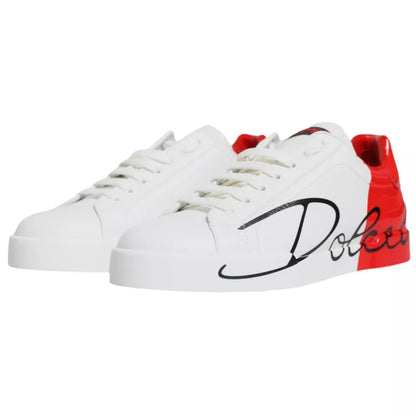 Dolce &amp; Gabbana Weiß Rot Portofino Low Top Sneakers Schuhe