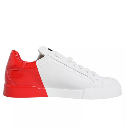 Dolce &amp; Gabbana Weiß Rot Portofino Low Top Sneakers Schuhe