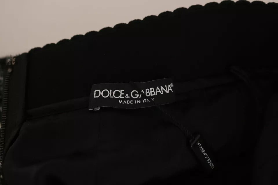 Dolce &amp; Gabbana – Schwarz karierter Minirock aus Wolle mit Volantdetail