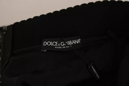 Dolce &amp; Gabbana – Schwarz karierter Minirock aus Wolle mit Volantdetail