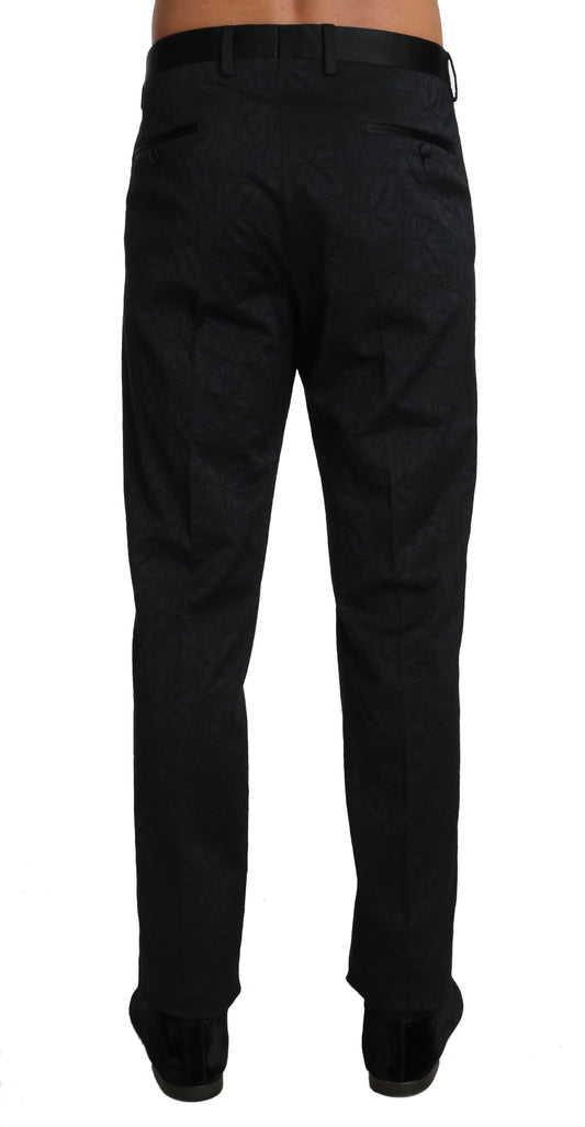Dolce &amp; Gabbana – Schwarze formelle Hose aus Baumwollbrokat