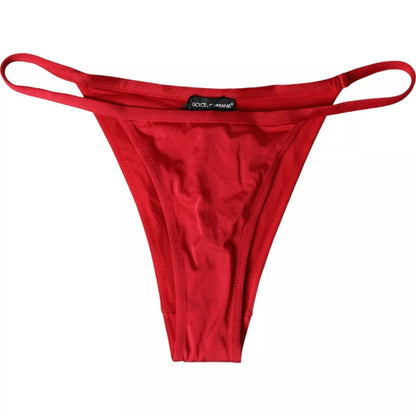 Dolce &amp; Gabbana Roter Nylon Stretch Beachwear Bademode Bottom Bikini