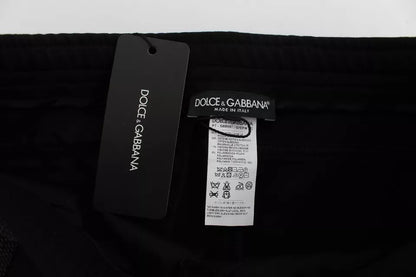 Dolce &amp; Gabbana Schwarz Grau Wolle Casual Hose Streifen Hose
