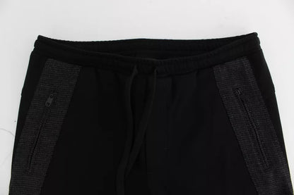 Dolce &amp; Gabbana Schwarz Grau Wolle Casual Hose Streifen Hose