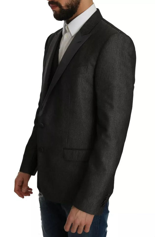 Dolce &amp; Gabbana Grauer MARTINI 2-teiliger Weste-Mantel-Blazer