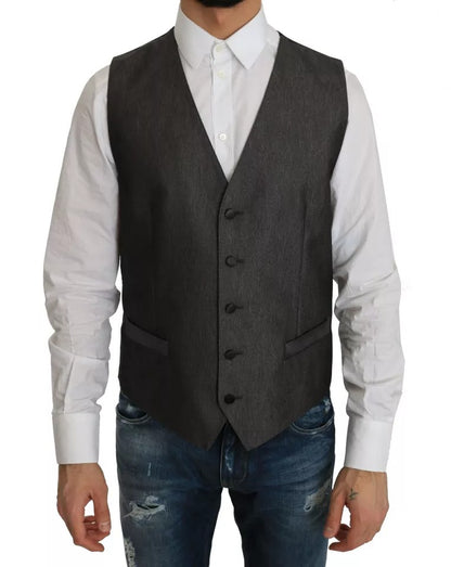 Dolce &amp; Gabbana Grauer MARTINI 2-teiliger Weste-Mantel-Blazer