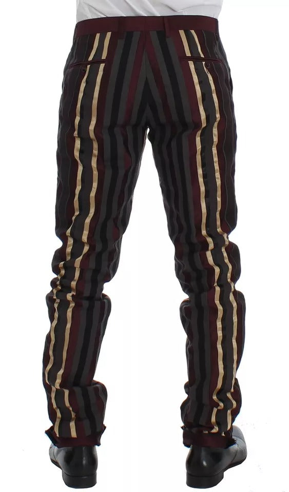 Dolce &amp; Gabbana – Dreiteiliger, schmal geschnittener Westenanzug mit mehrfarbigen Streifen