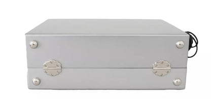 Dolce &amp; Gabbana Silberne Retro-Radio-Boombox, limitierte Auflage, handgefertigte Holztasche