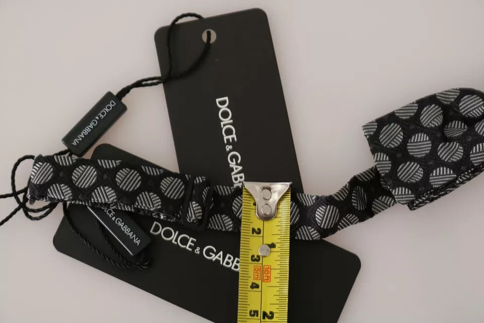 Dolce &amp; Gabbana Schwarze Seidenkrawatte mit Kreisen für Herren