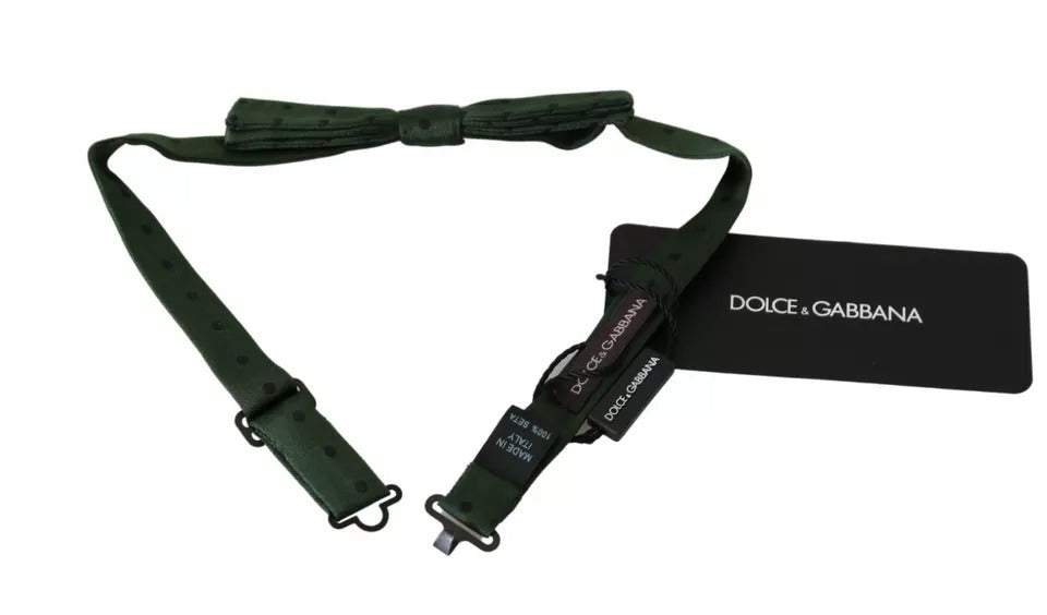 Dolce &amp; Gabbana Grüne Seidenkrawatte mit Punkten für Herren