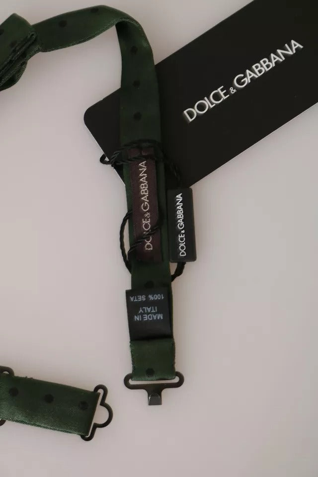 Dolce &amp; Gabbana Grüne Seidenkrawatte mit Punkten für Herren