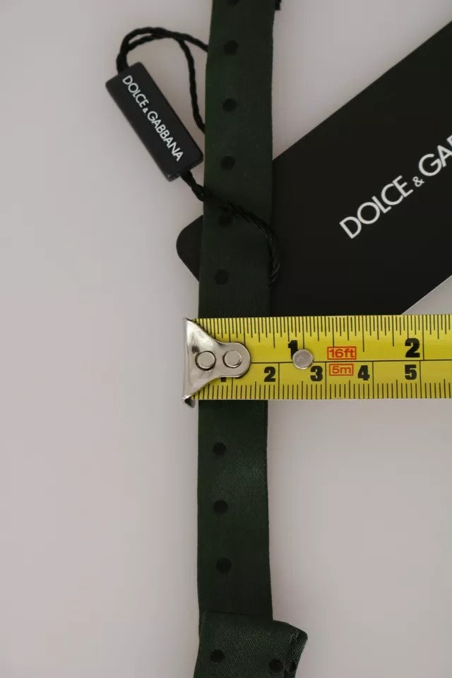 Dolce &amp; Gabbana Grüne Seidenkrawatte mit Punkten für Herren