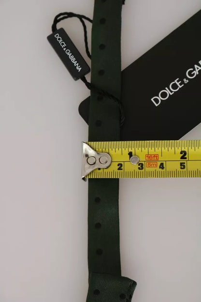 Dolce &amp; Gabbana Grüne Seidenkrawatte mit Punkten für Herren