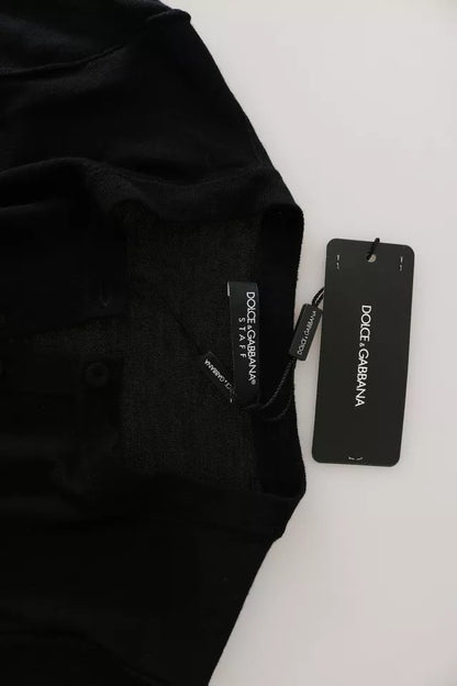 Dolce &amp; Gabbana – Schwarzes Langarm-Top aus Schurwolle, Bluse