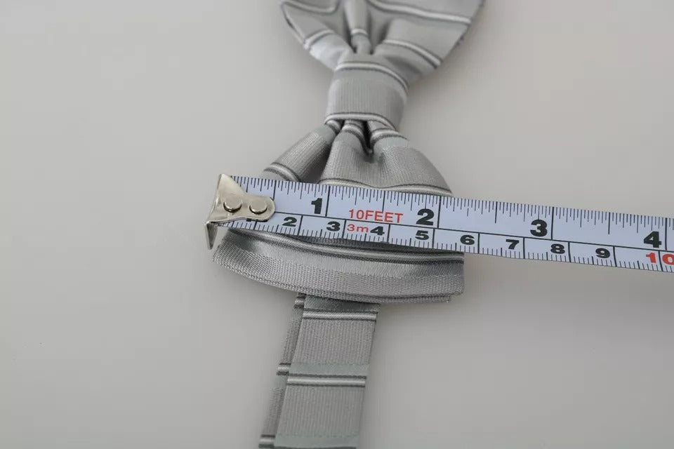 Dolce &amp; Gabbana – Fliege mit Schmetterlingsmotiv und verstellbarem Halsausschnitt, hellgraues Futter