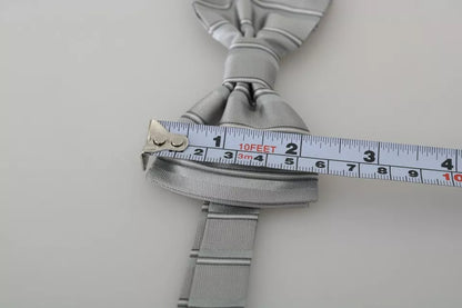 Dolce &amp; Gabbana – Fliege mit Schmetterlingsmotiv und verstellbarem Halsausschnitt, hellgraues Futter