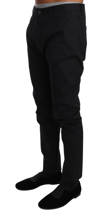 Dolce &amp; Gabbana – Schwarze, formelle Hose aus Baumwollstretch