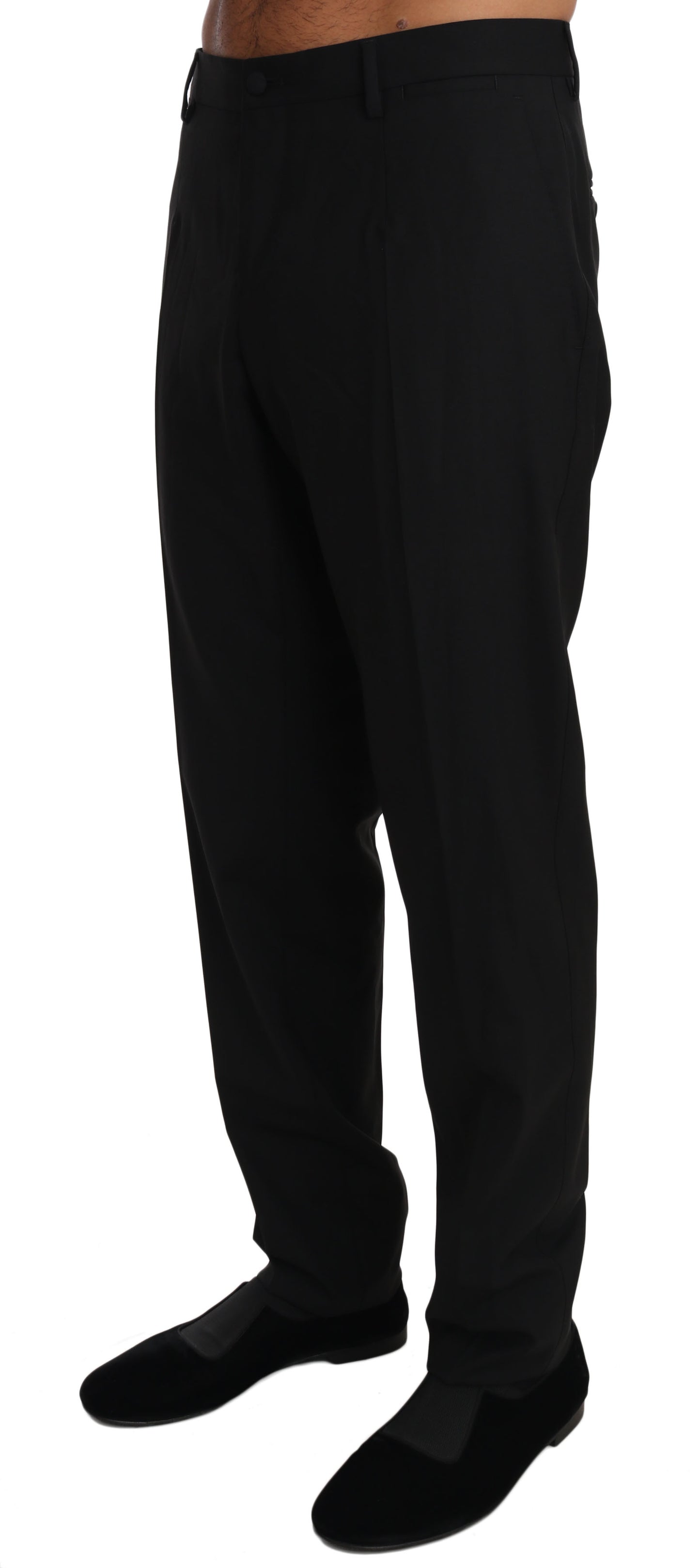 Dolce &amp; Gabbana Schwarze Wollstretch-Anzughose