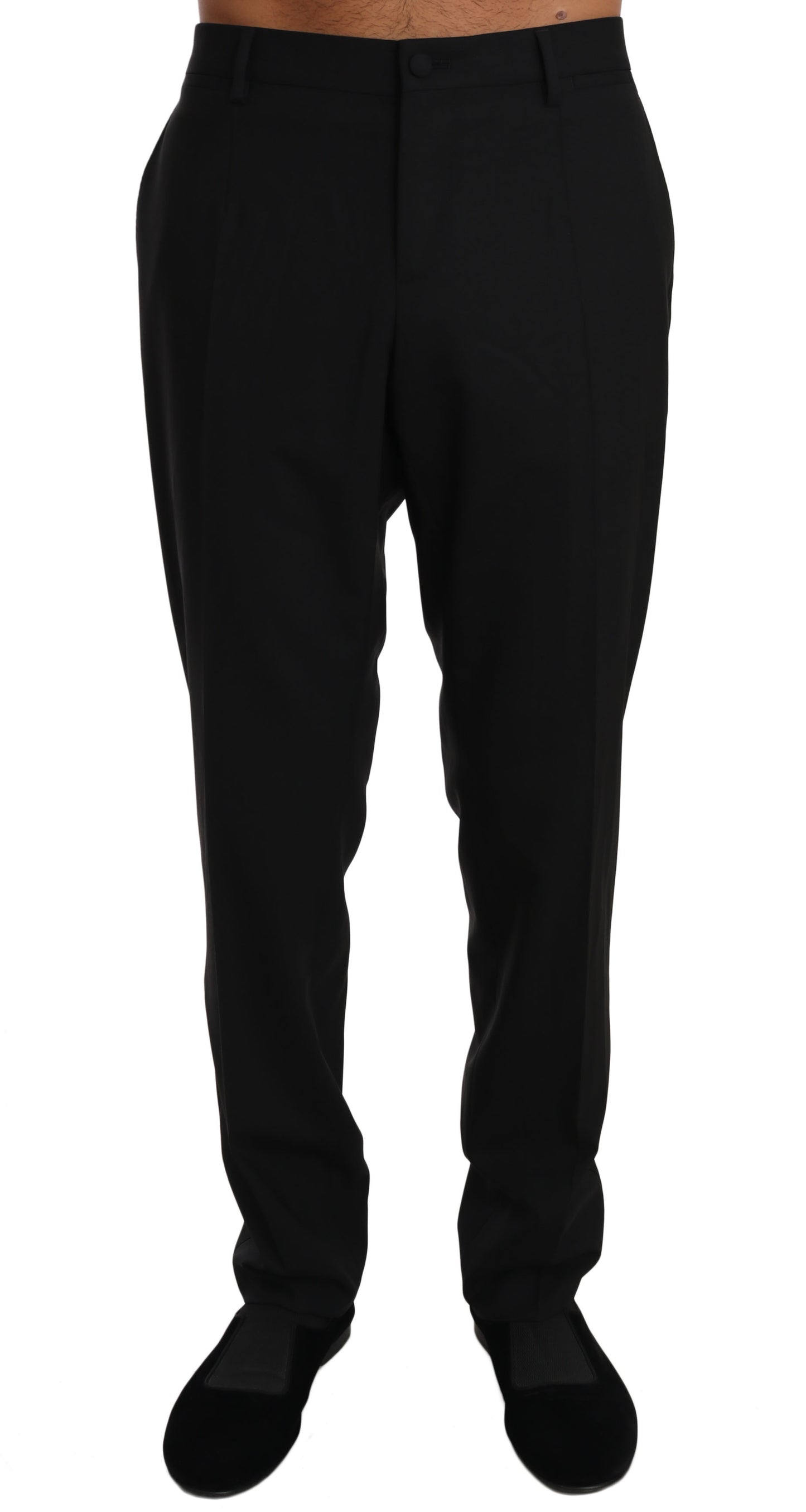 Dolce &amp; Gabbana Schwarze Wollstretch-Anzughose