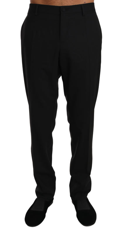 Dolce &amp; Gabbana Schwarze Wollstretch-Anzughose