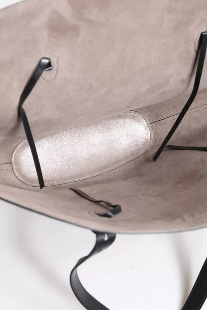 Brunello Cucinelli – Einkaufstasche mit Schulterriemen aus schwarzem Leder mit Logo