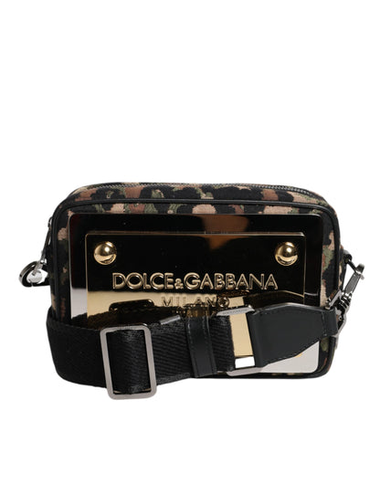Dolce &amp; Gabbana – Mehrfarbige Umhängetasche aus Jacquard mit DG-Logo und Leopardenmuster