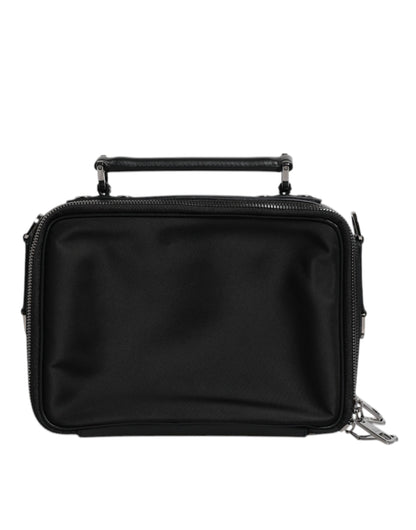 Dolce &amp; Gabbana – Schwarze Umhängetasche aus Nylon und Leder mit Logo