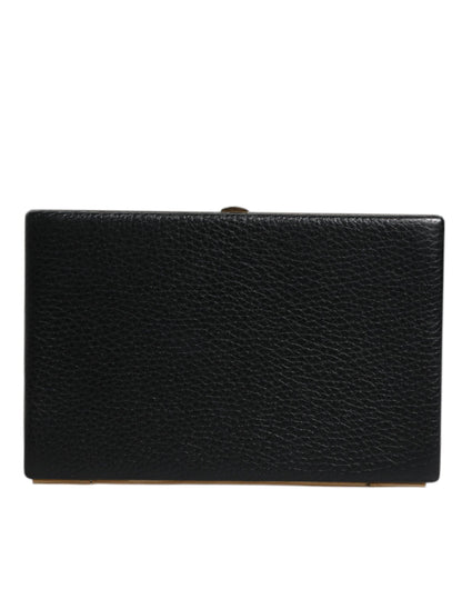 Dolce &amp; Gabbana Schwarzes Leder Goldrahmen Clutch Abend Party Handtasche