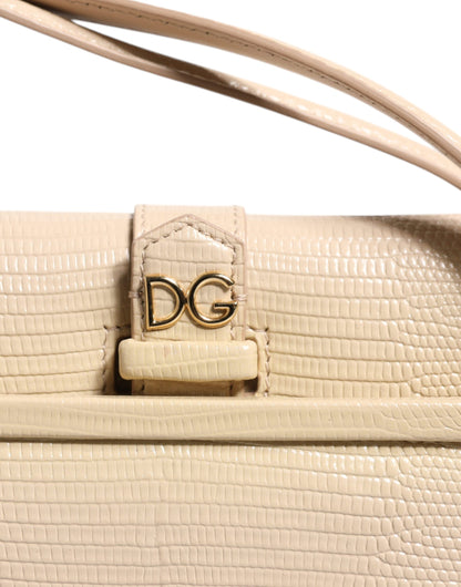 Dolce &amp; Gabbana – Ingrid – Schultertasche aus beigefarbenem Leder mit Henkel