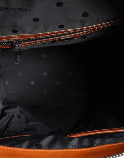 Dolce &amp; Gabbana Reiserucksack aus beige-braunem Canvas-Leder