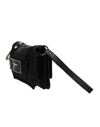 Dolce &amp; Gabbana – Zweiwege-Clutch aus schwarzem Stoff mit Logo